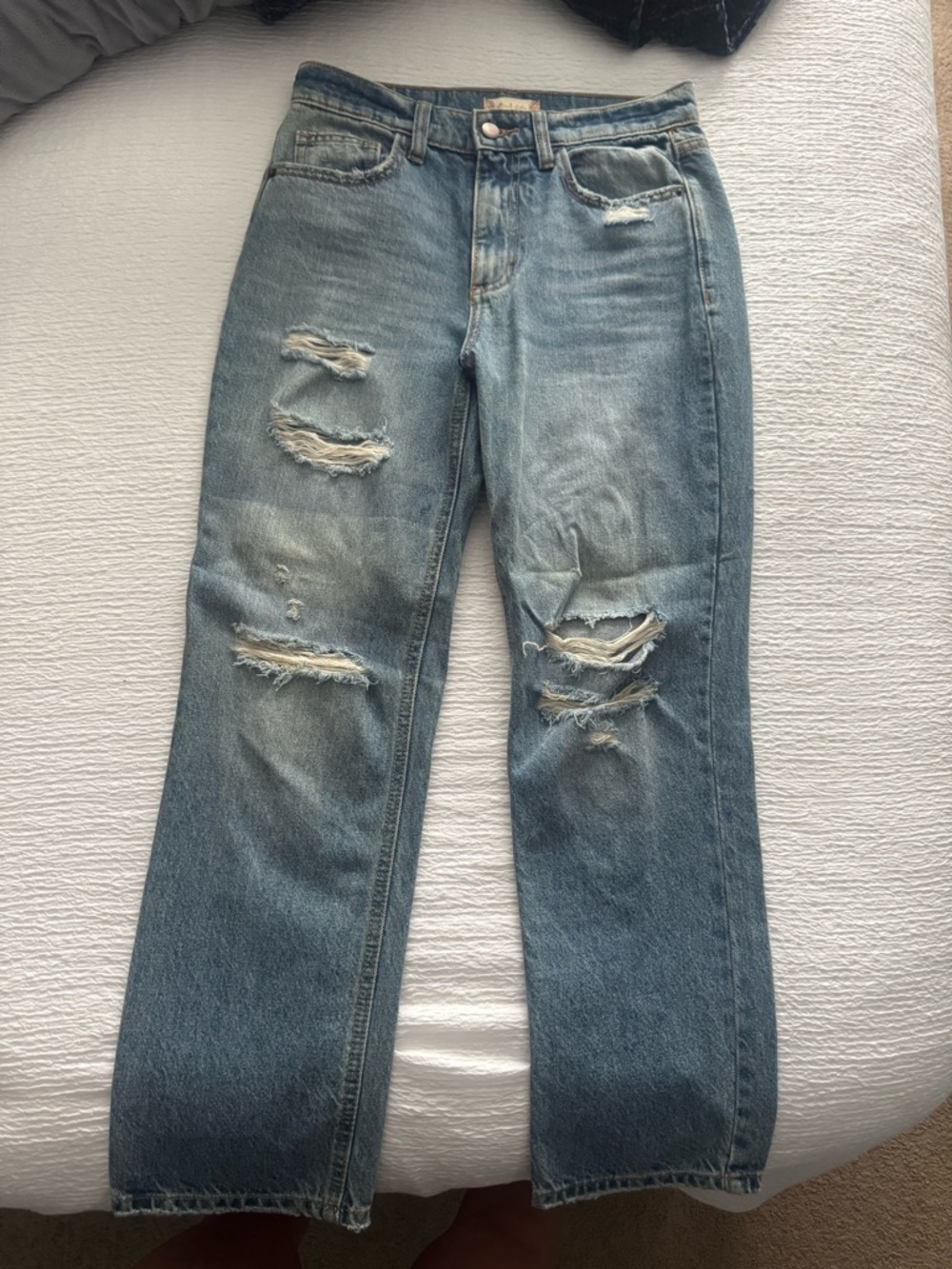 Altar'd State Light Blue Distressed Straight-Leg Jeans